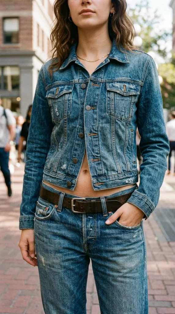 Denim Jacket With Low Rise Jeans