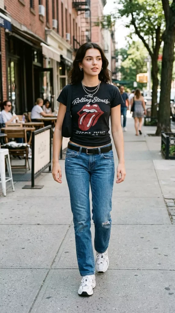 Graphic Tee and Low Rise Jeans