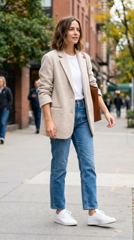 Soft Blazer Over Straight Jeans