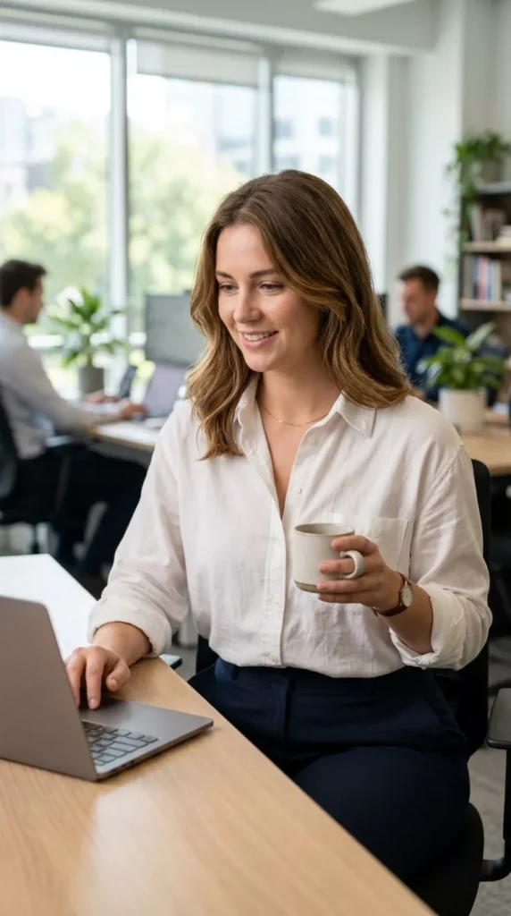 Soft White Button-Down for Office Days
