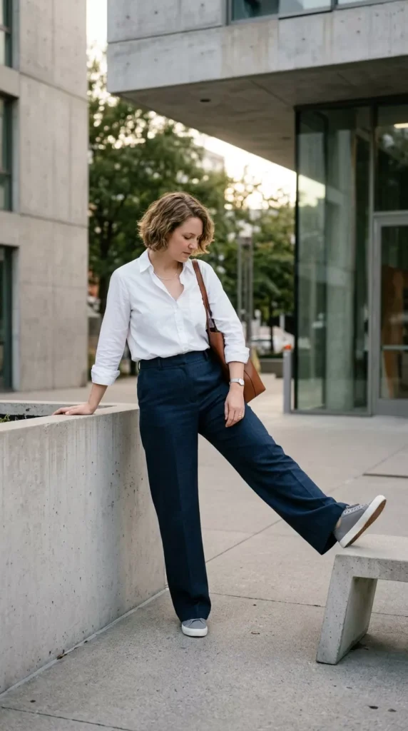 Wide-Leg Trousers With Button-Down