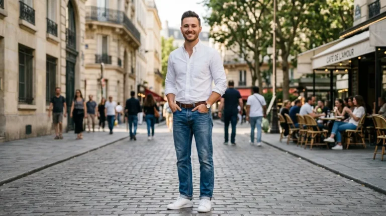 Blue Jeans White Shirt Outfit For Men