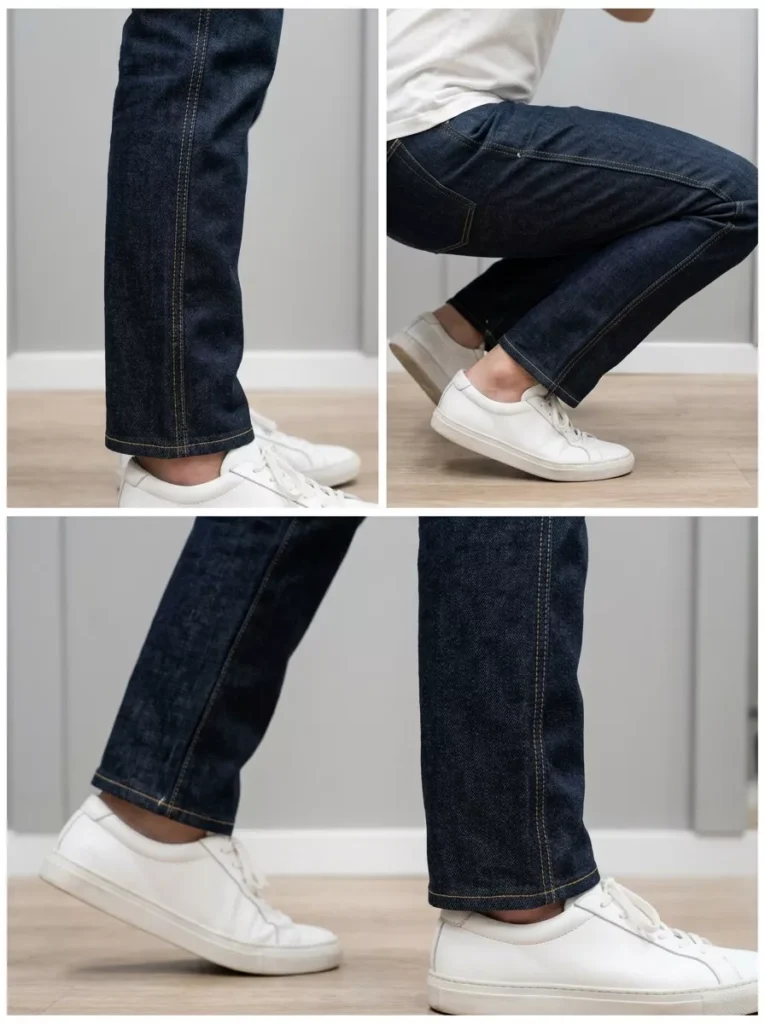 Check balance front to back and how the hem meets the outer seam