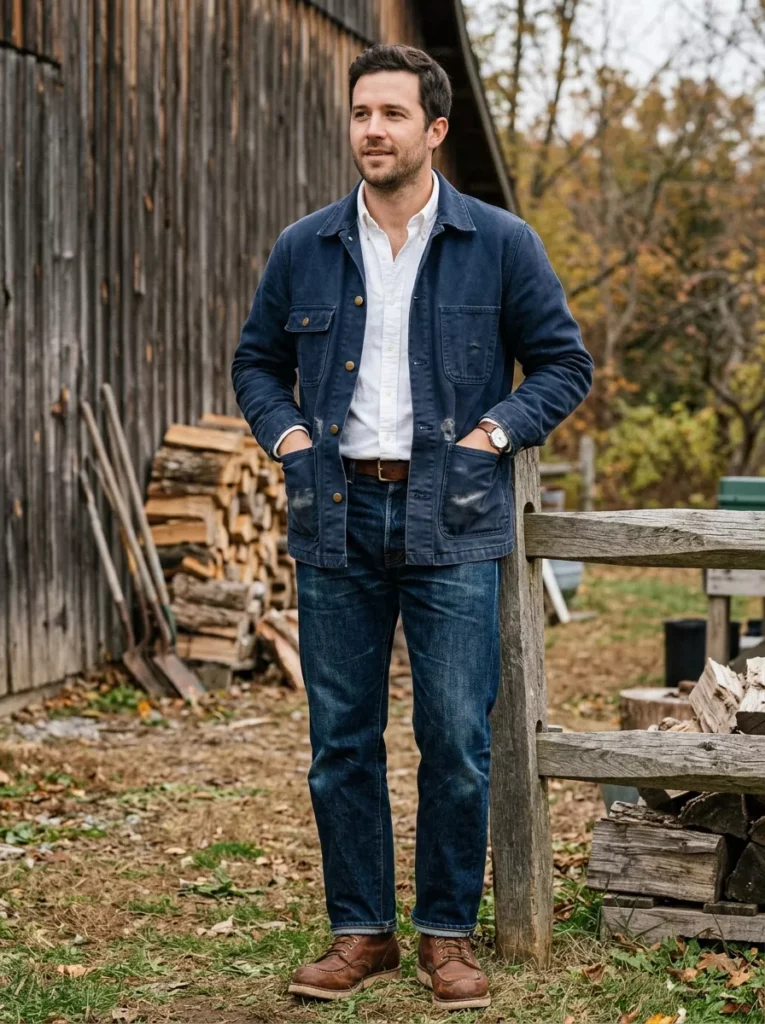 Chore Coat, White Shirt, Work Jeans