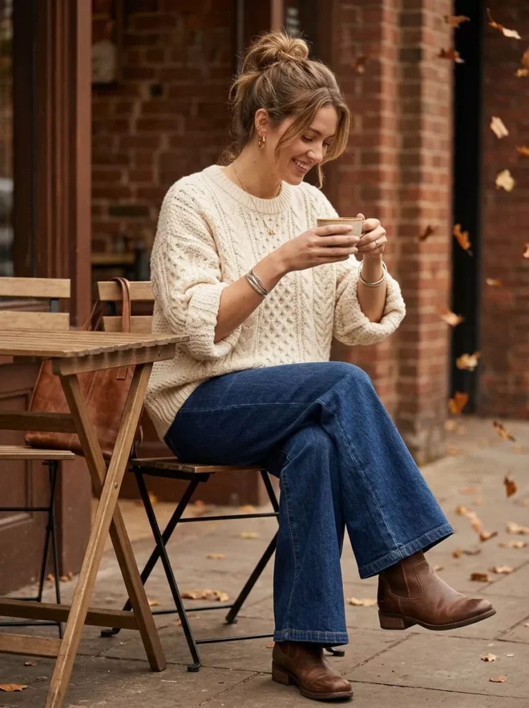 Chunky Knit Sweater with Ankle Boots for Cozy Vibes