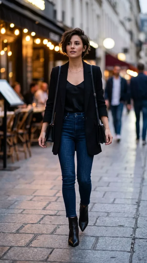 Dark Skinny Jeans with a Clean Hem for Sleek Nights Out