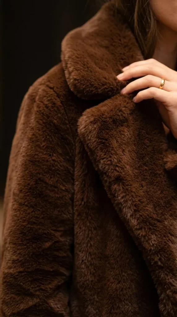 Faux Fur Coat Over Mini Dress for Cold Evenings