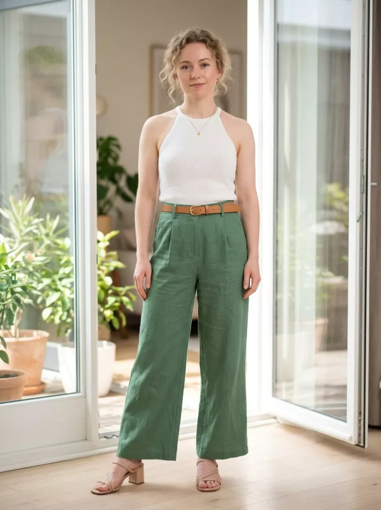 Final proportions with belt, shoes, and jewelry