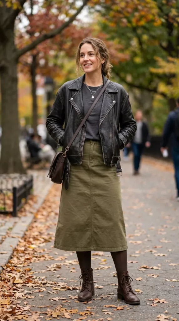 Leather Jacket And Boots For Cooler Days