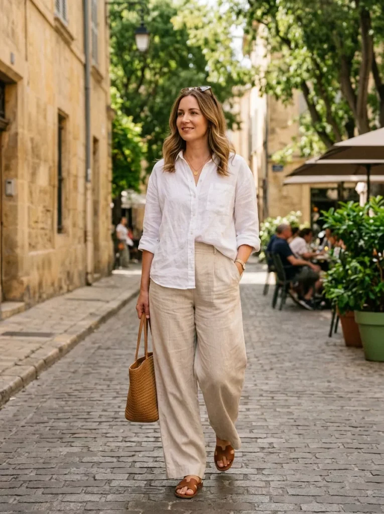 Lightweight Linen Shirt and Sandals for Hot Days