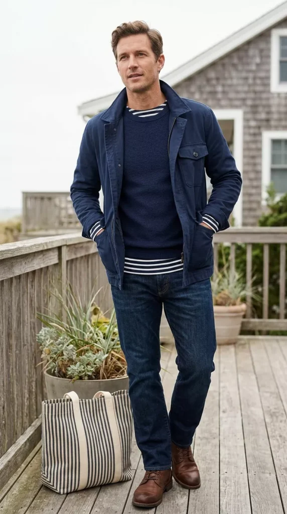Navy Stripes Mixed with Solid Navy