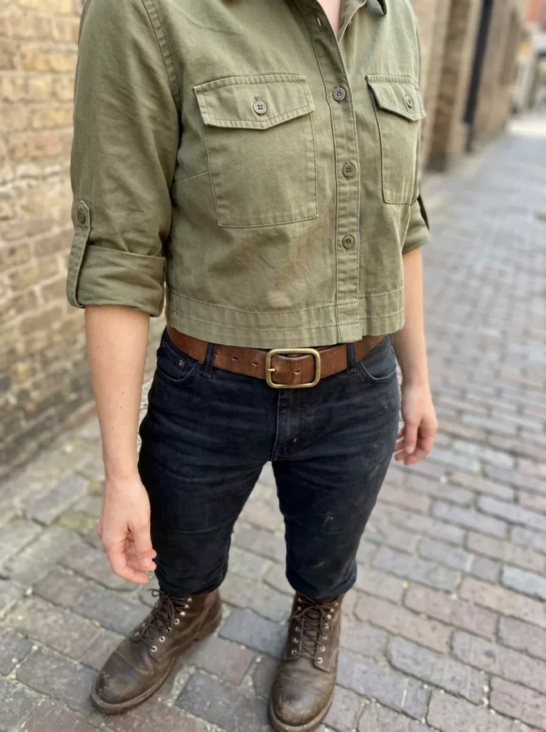 Olive Utility Crop with Ranger Boots and Belt