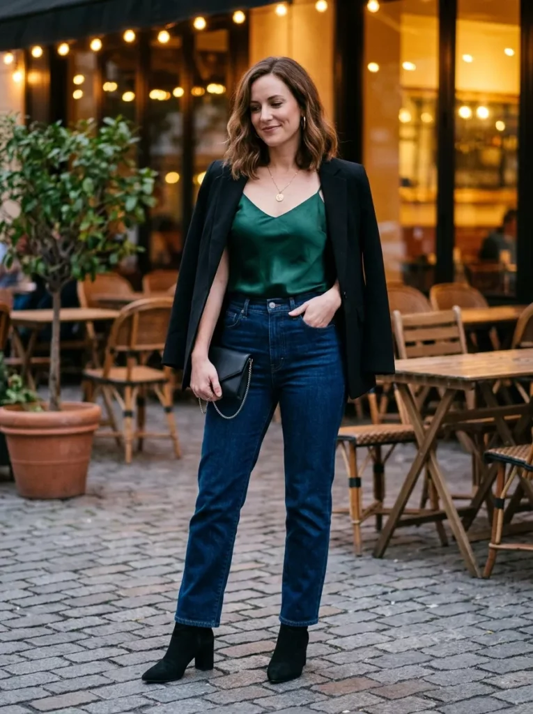 Satin Camisole and Jeans for Low-Key Date Night