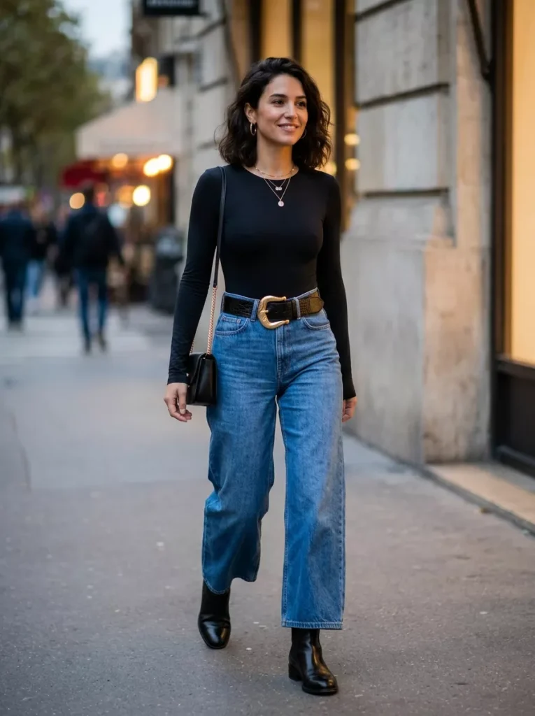 Sleek Bodysuit and Statement Belt for Minimal Polish