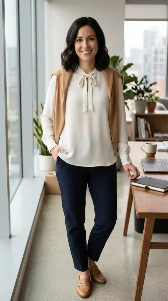 Soft Blouse with a Small Tie-Neck