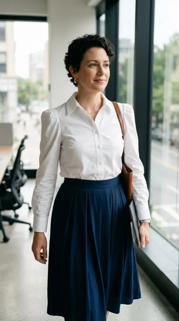 Structured Poplin Blouse with a Subtle Puff Sleeve