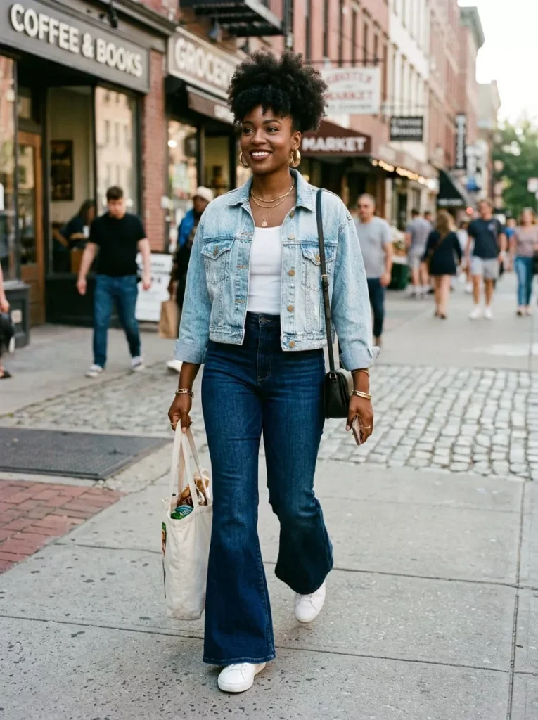Vintage-Wash Flares and a Boxy Denim Jacket